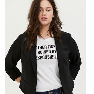 BLACK CREPE CUTAWAY BLAZER